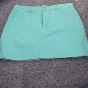 Green denim skirt